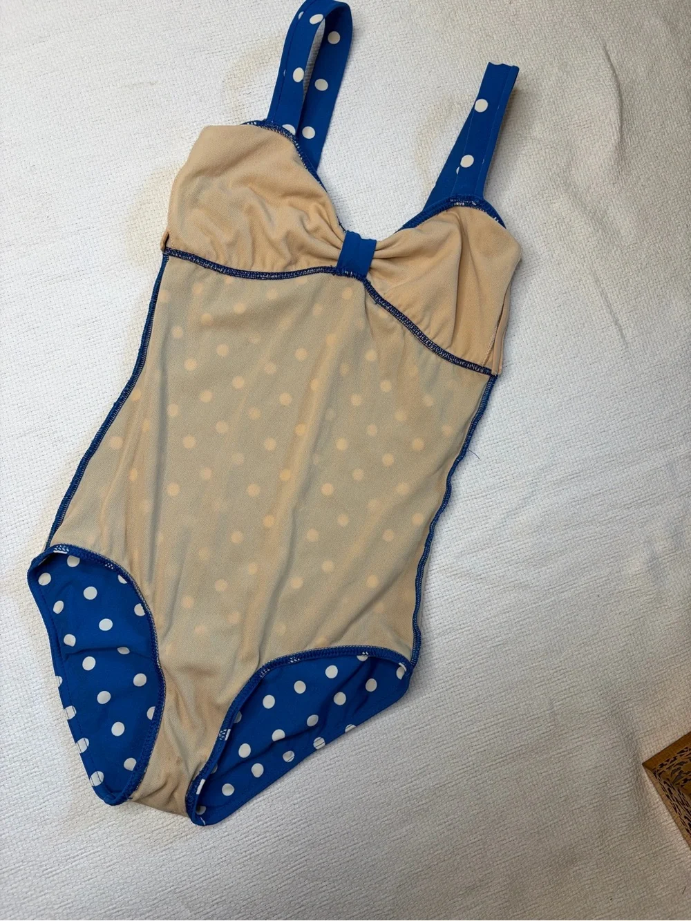 Blue Polka Dot Delia*s Vintage One-Piece Swimsuit (A)